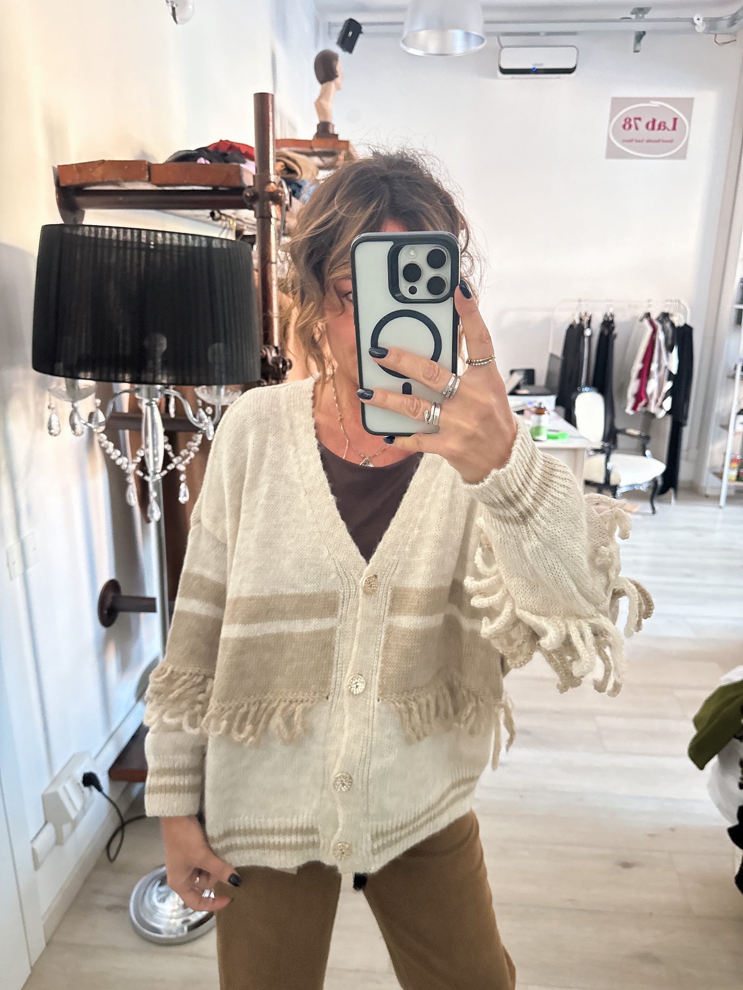 Cardigan con frange