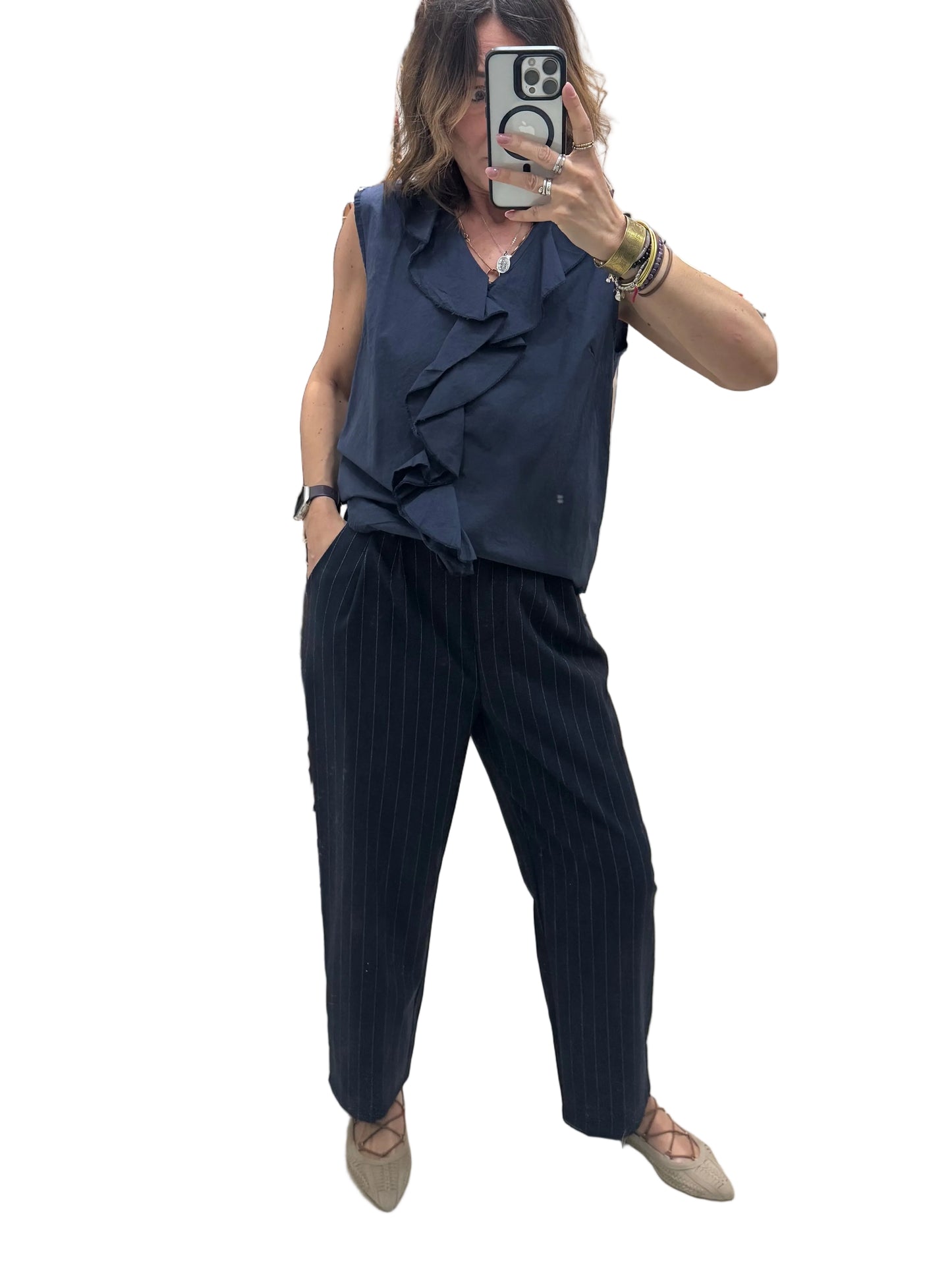 Pantalone balloon gessato