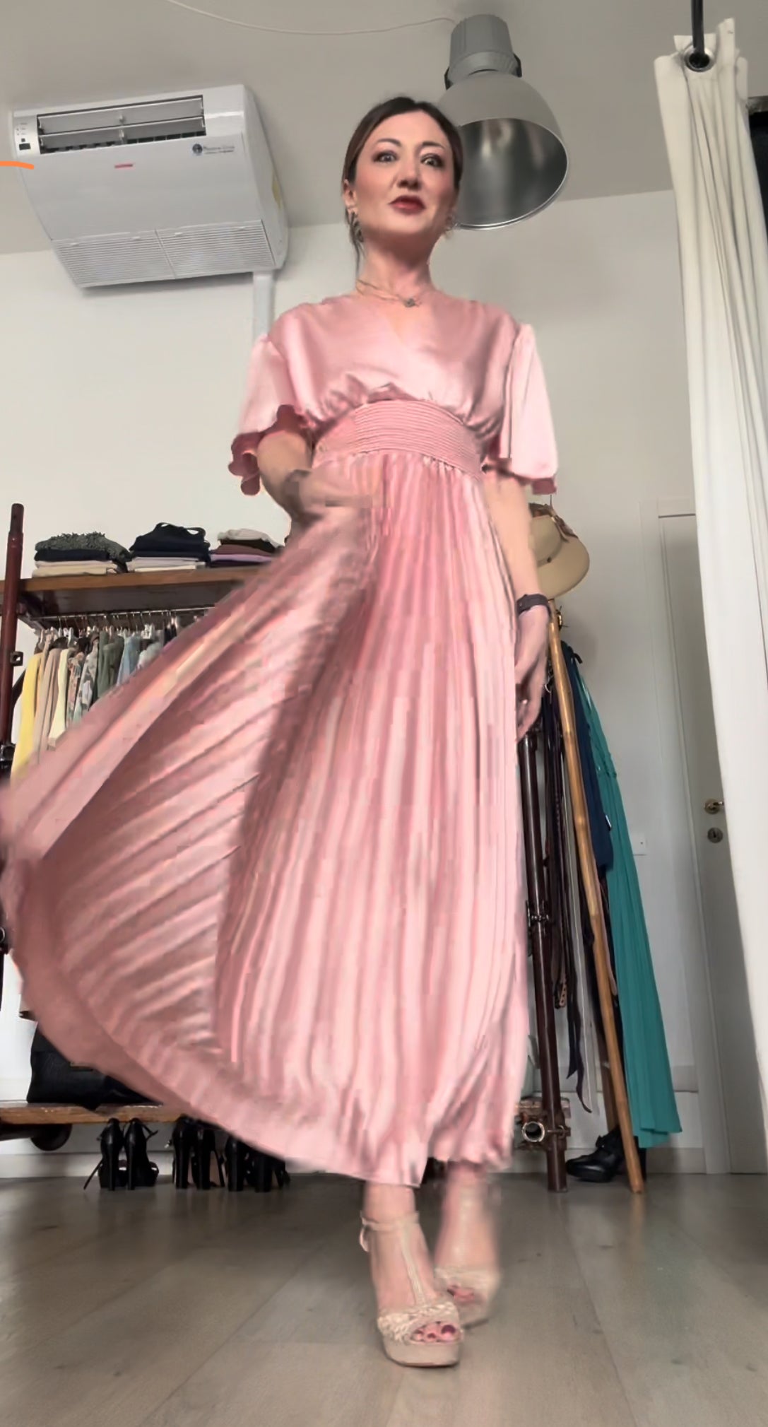 Abito in raso rosa
