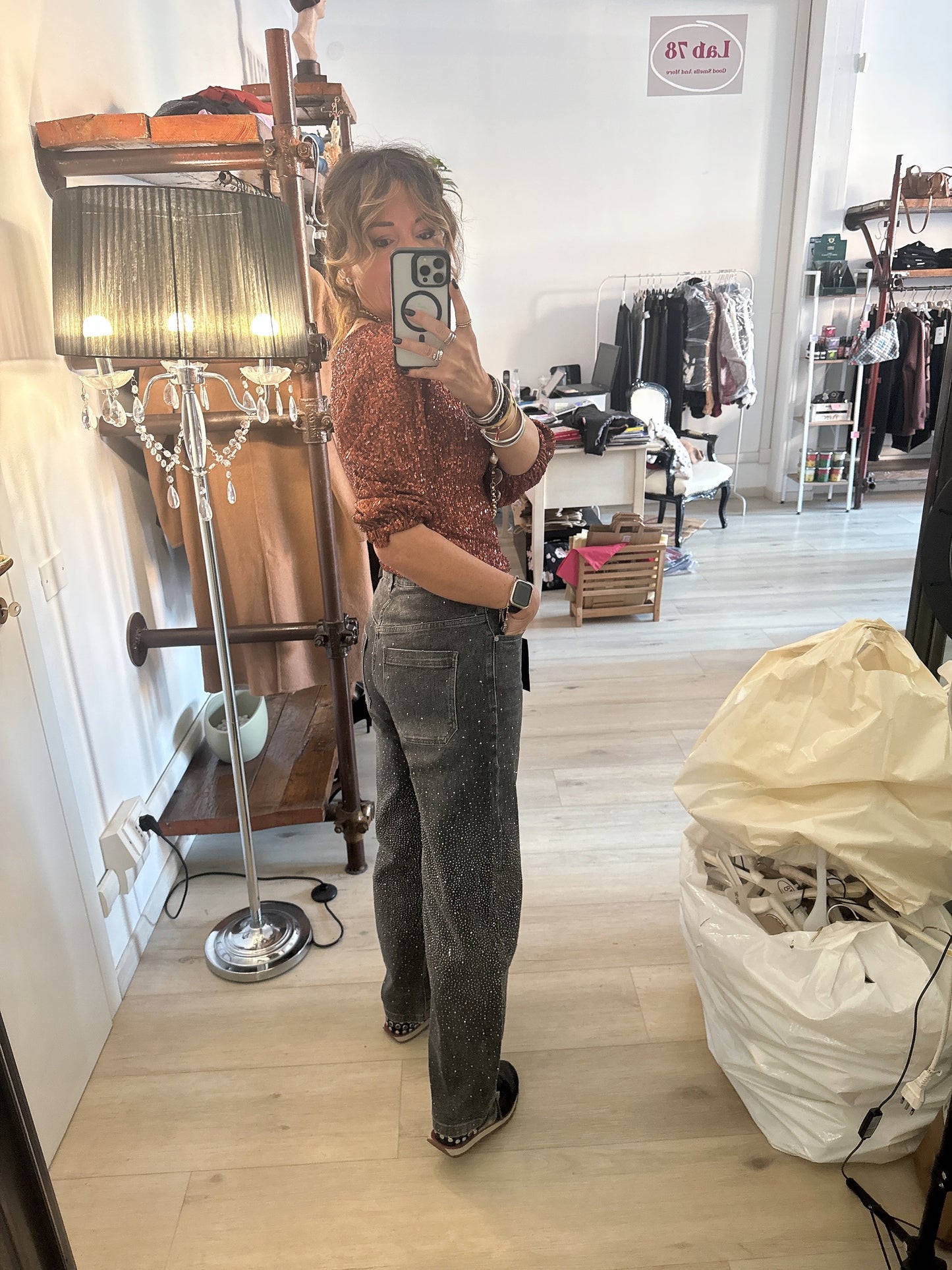Jeans Barrel con brillantini