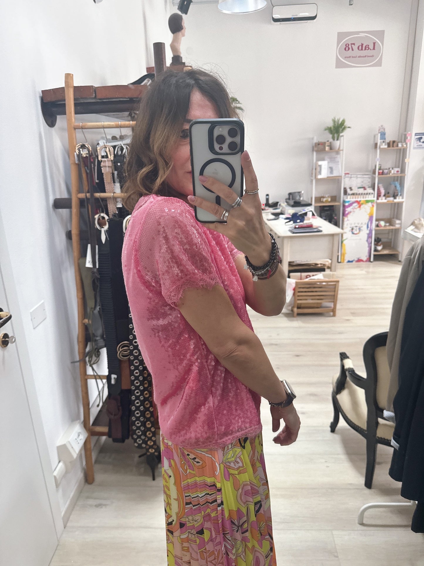 T shirt con paillettes