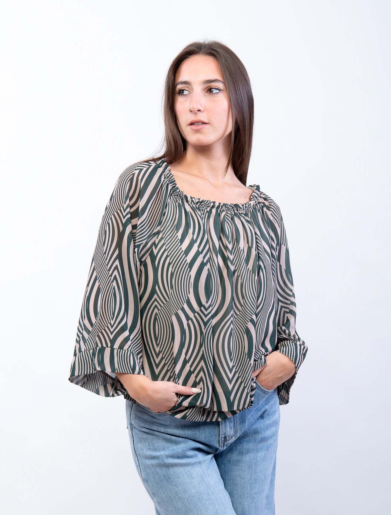 Blusa scollo arricciato