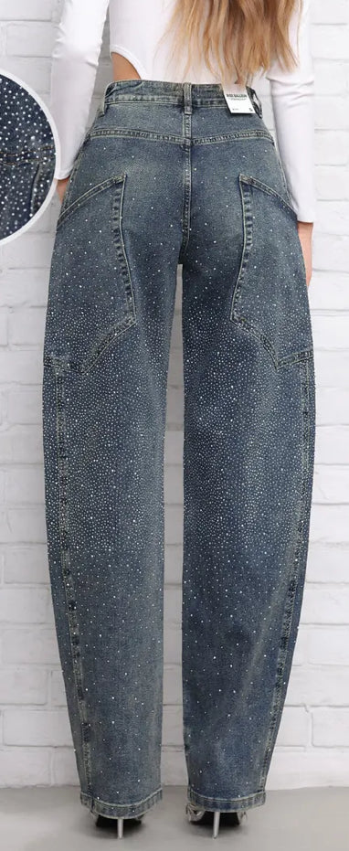 Jeans Barrel con brillantini