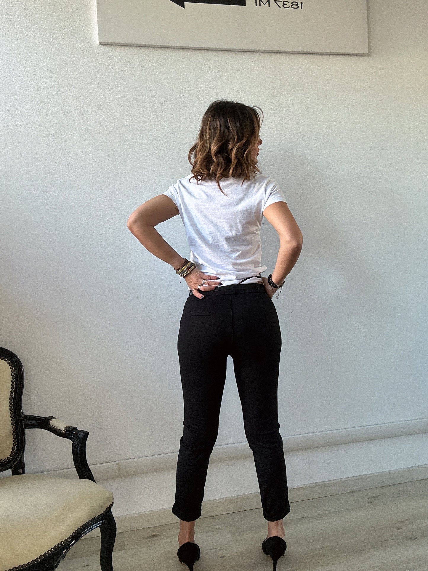 Pantalone skinny spigato
