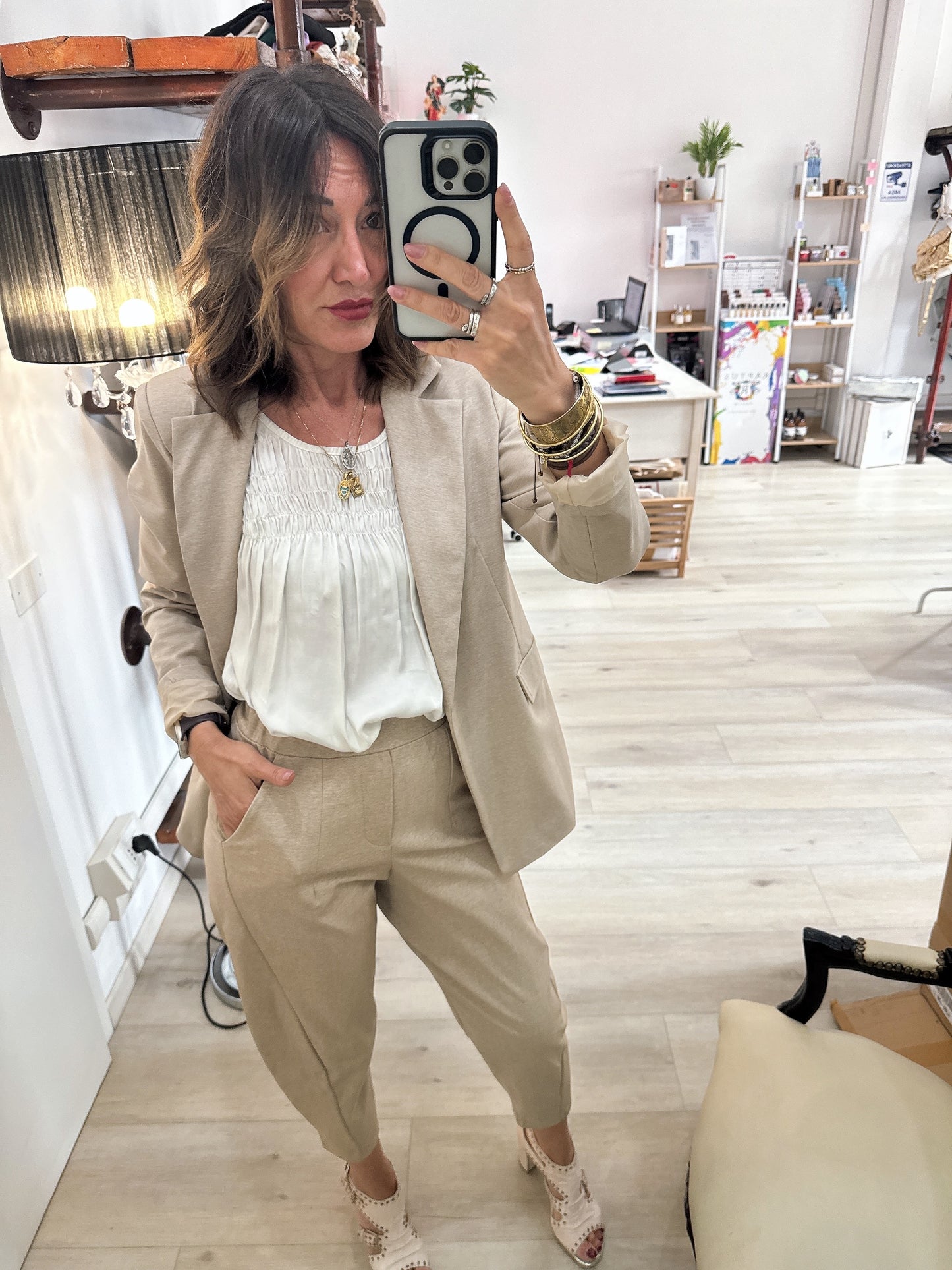 Pantalone barrel mélange