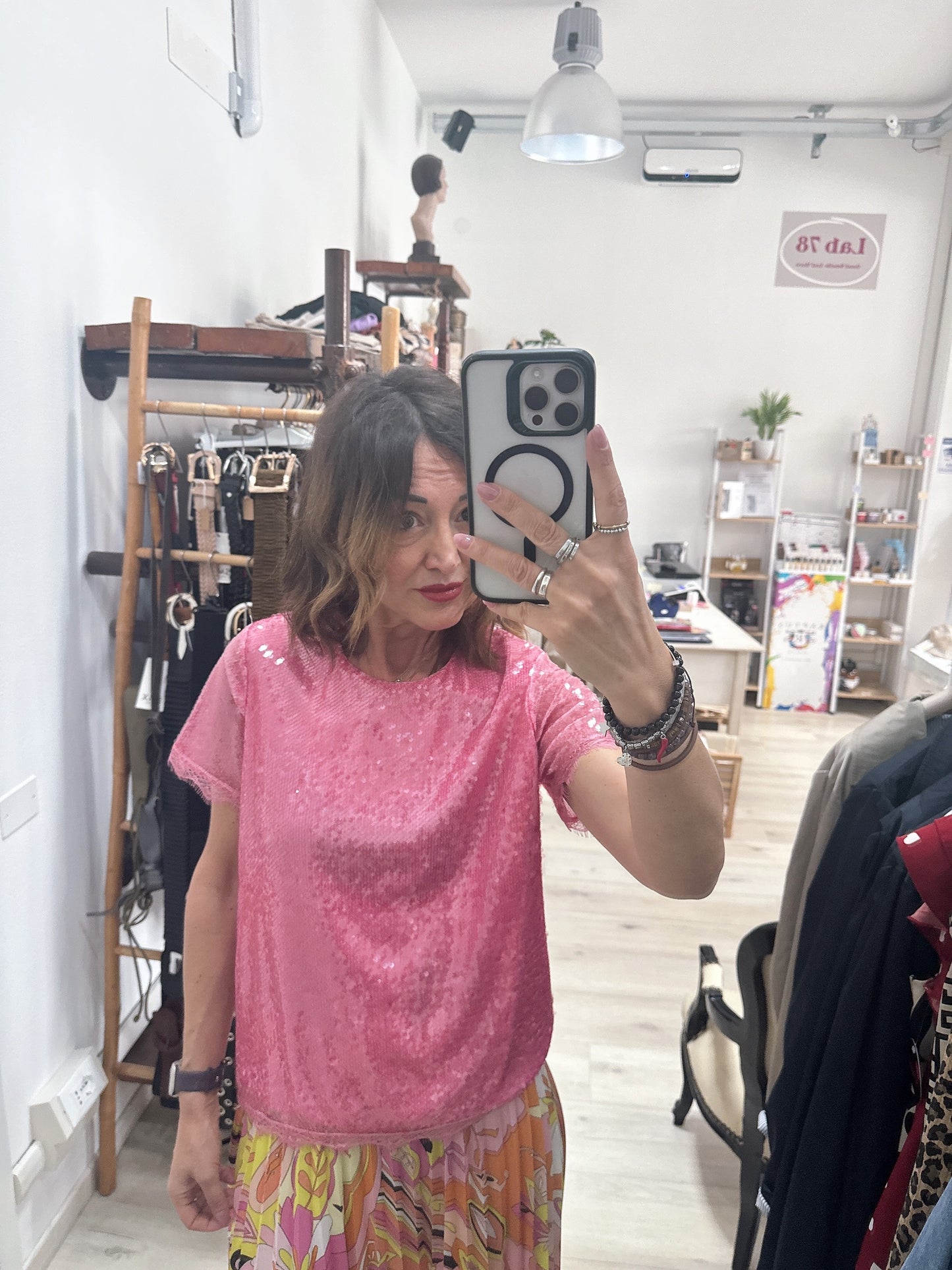T shirt con paillettes