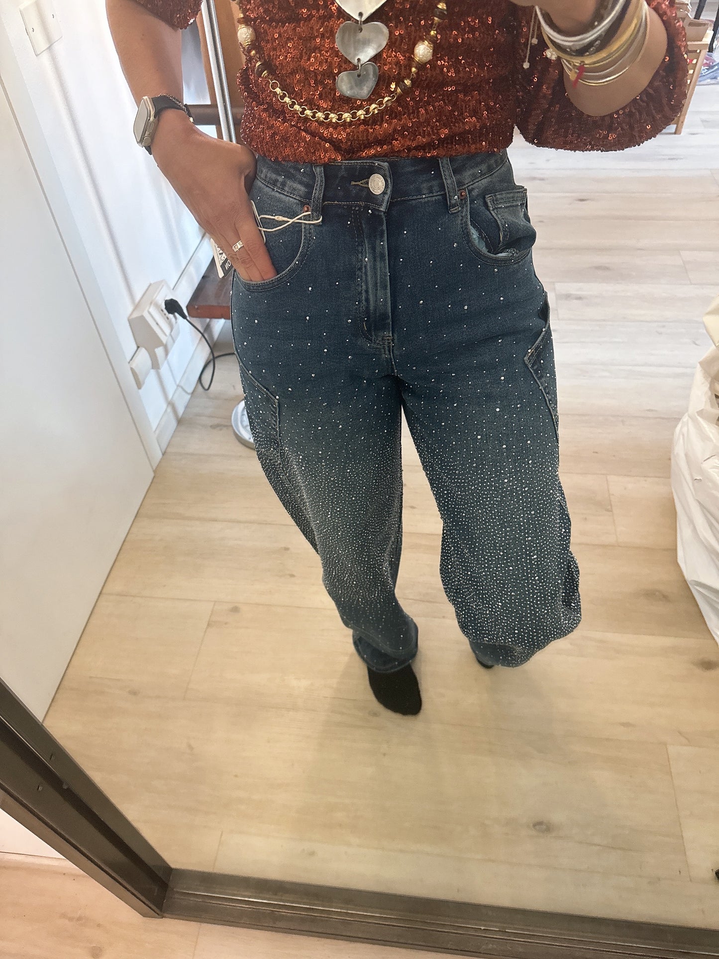 Jeans Barrel con brillantini