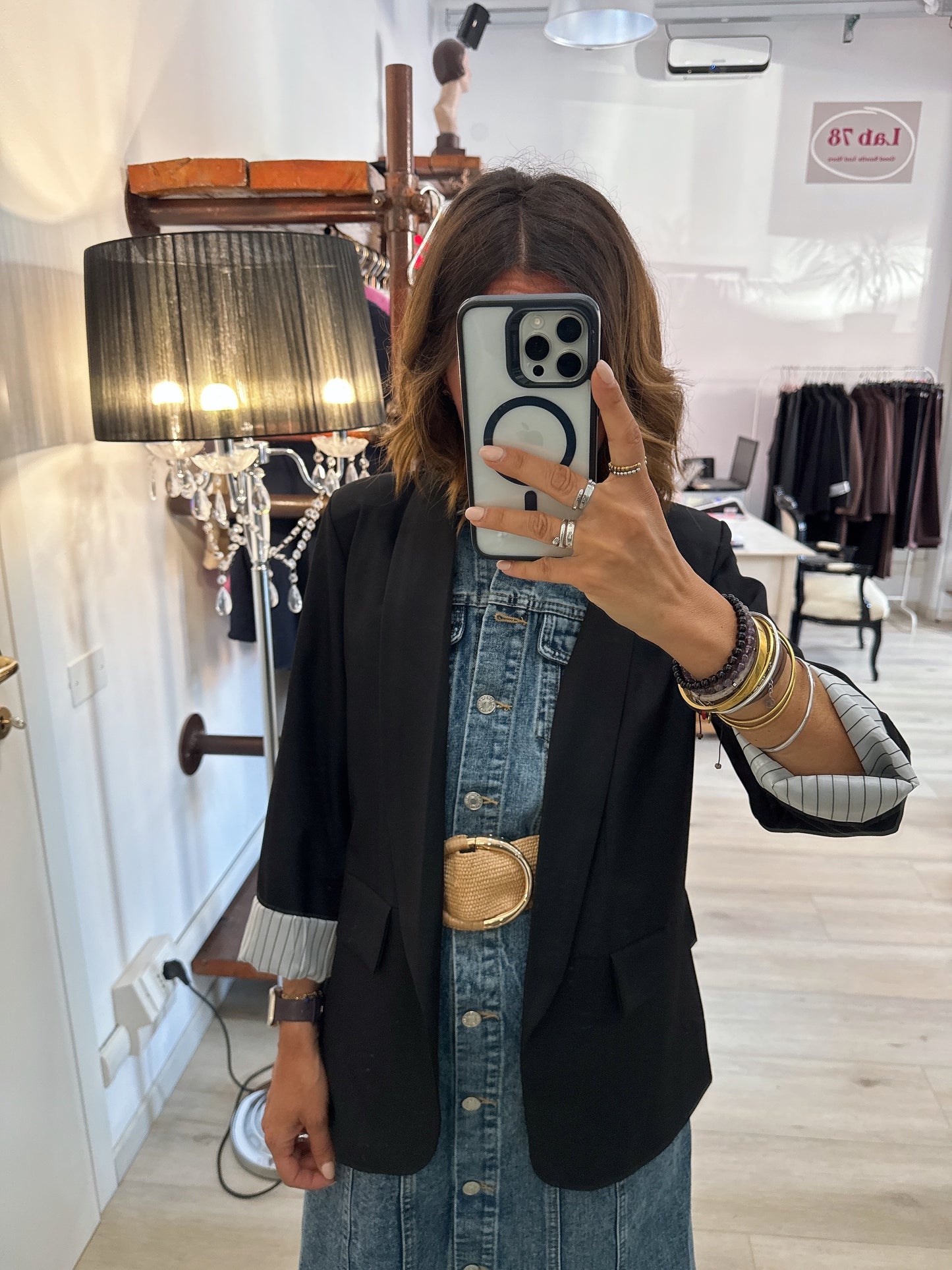 Blazer con fodera rigata