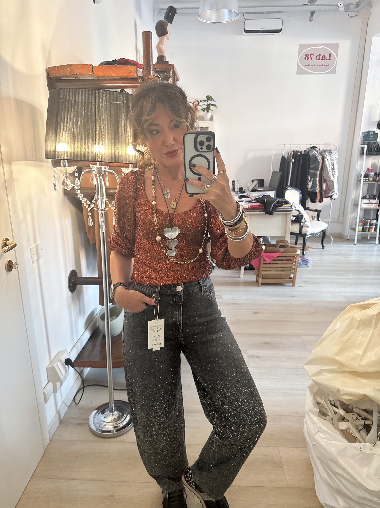 Jeans Barrel con brillantini