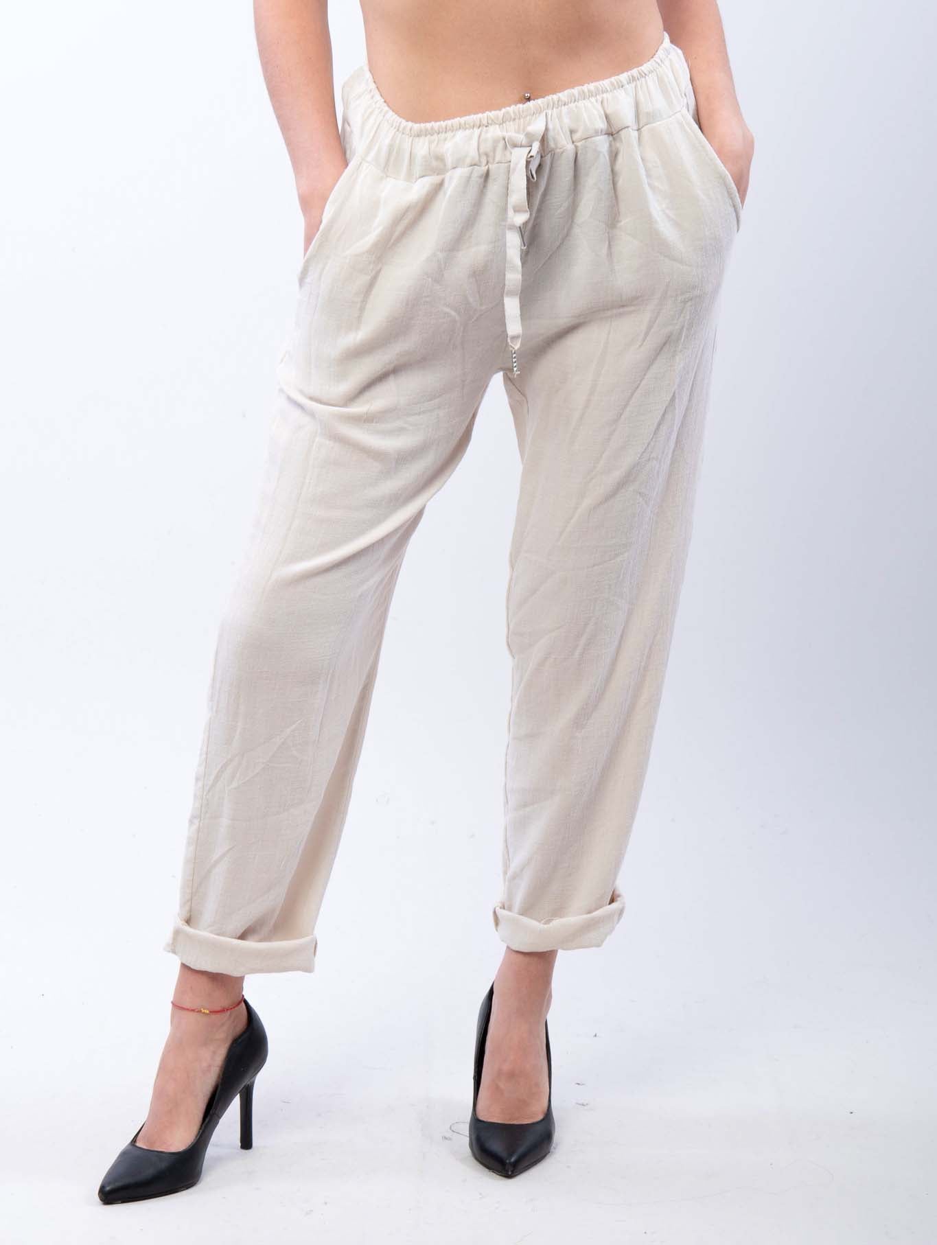 Pantalone in lino e viscosa