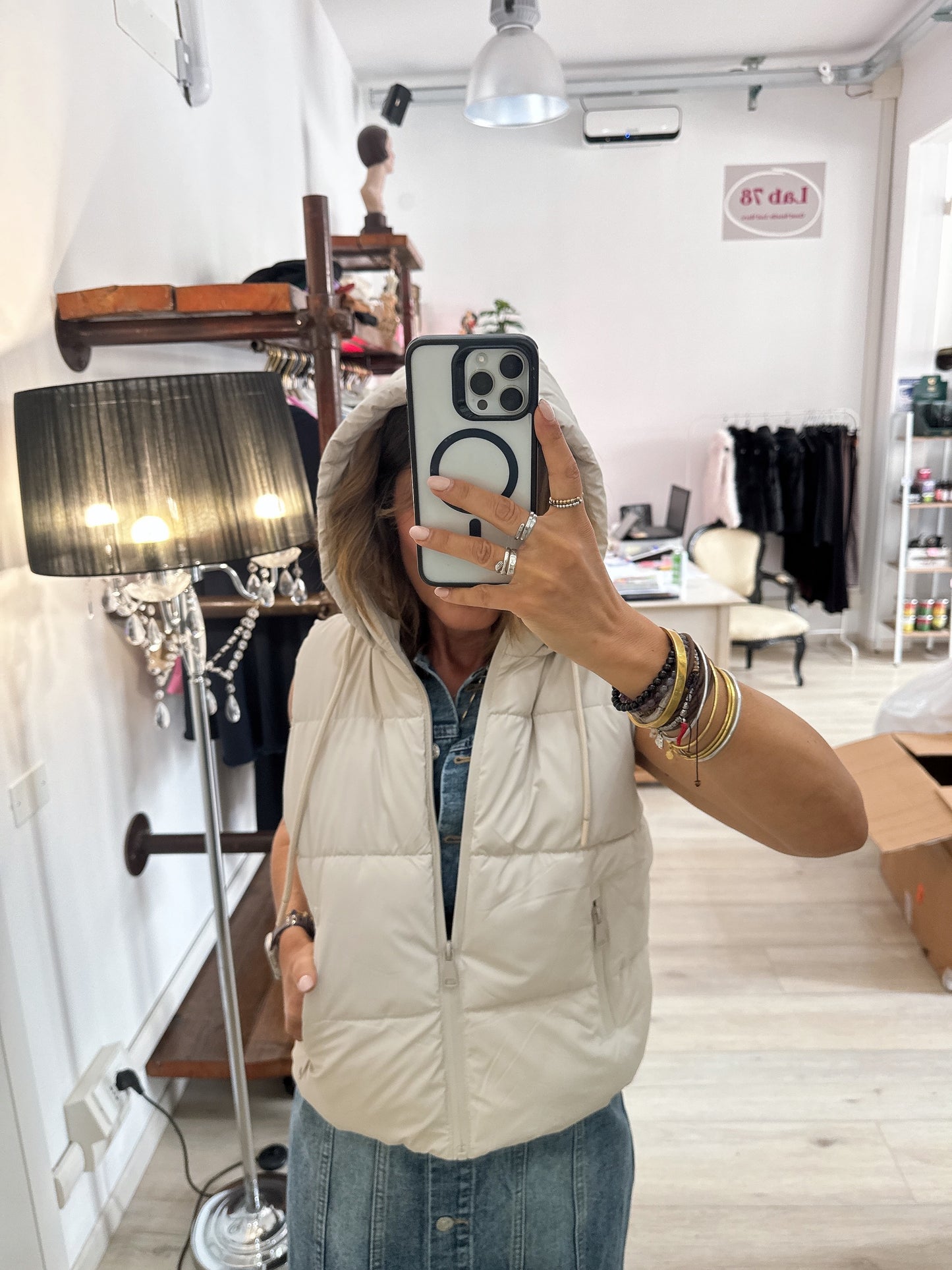 Piumino cropped smanicato