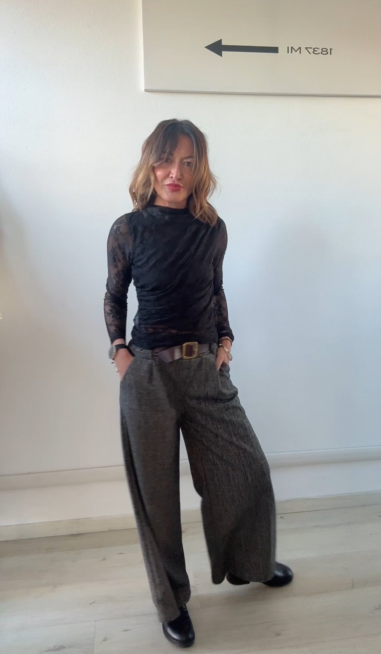 Pantalone palazzo in flanella
