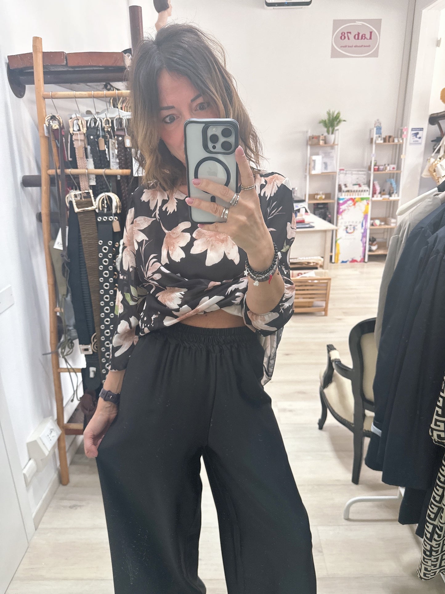 Pantalone palazzo in raso