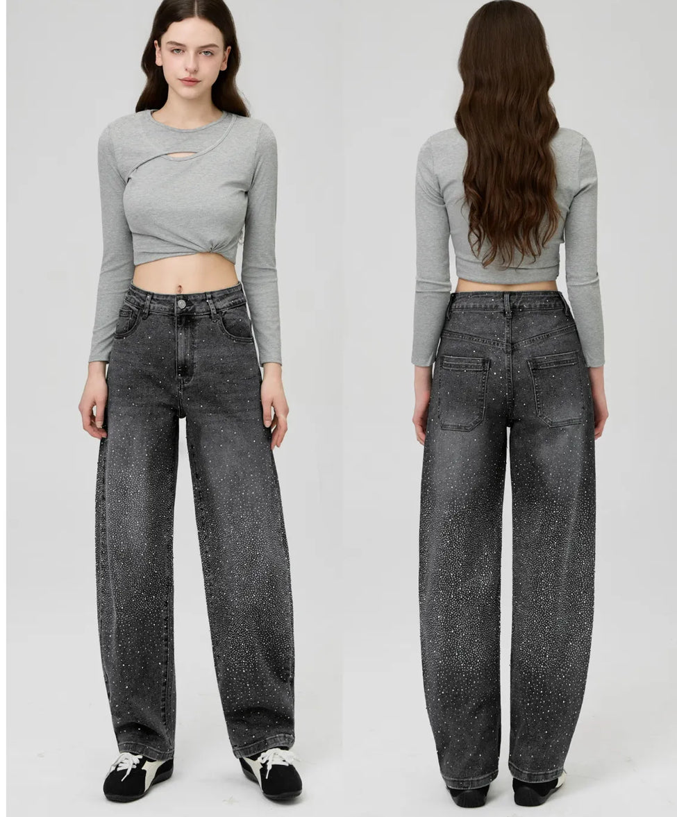 Jeans Barrel con brillantini