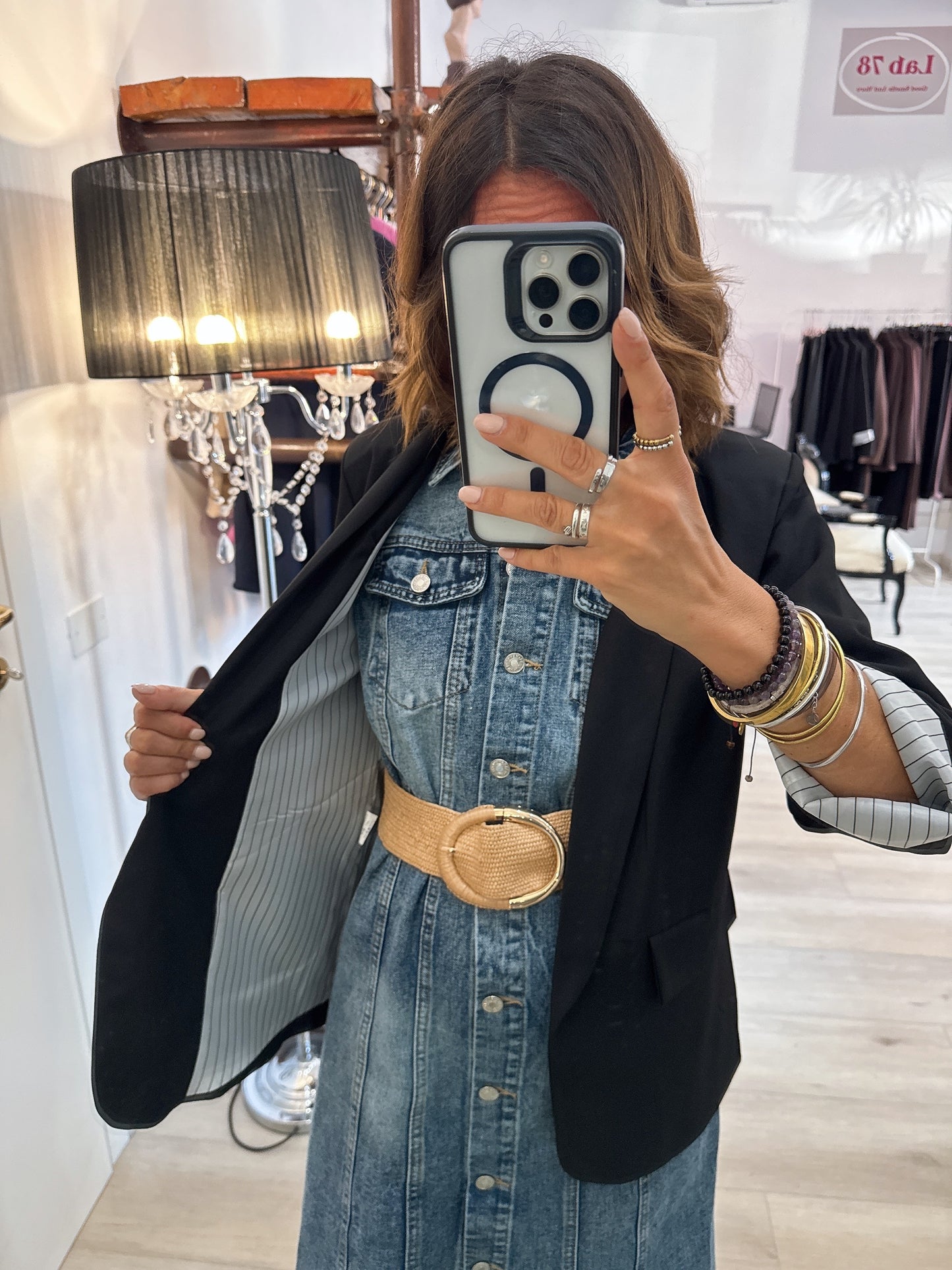 Blazer con fodera rigata