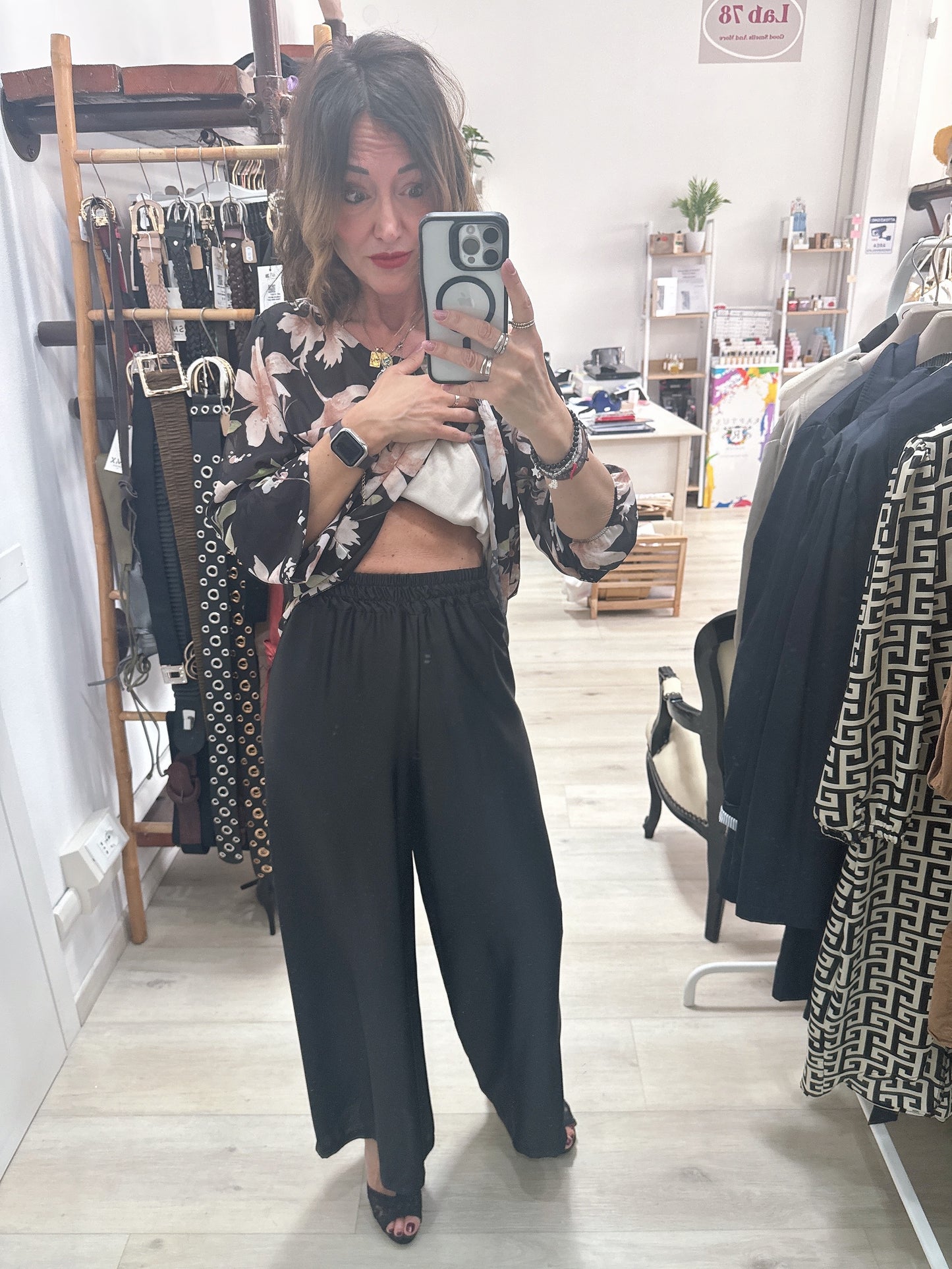 Pantalone palazzo in raso