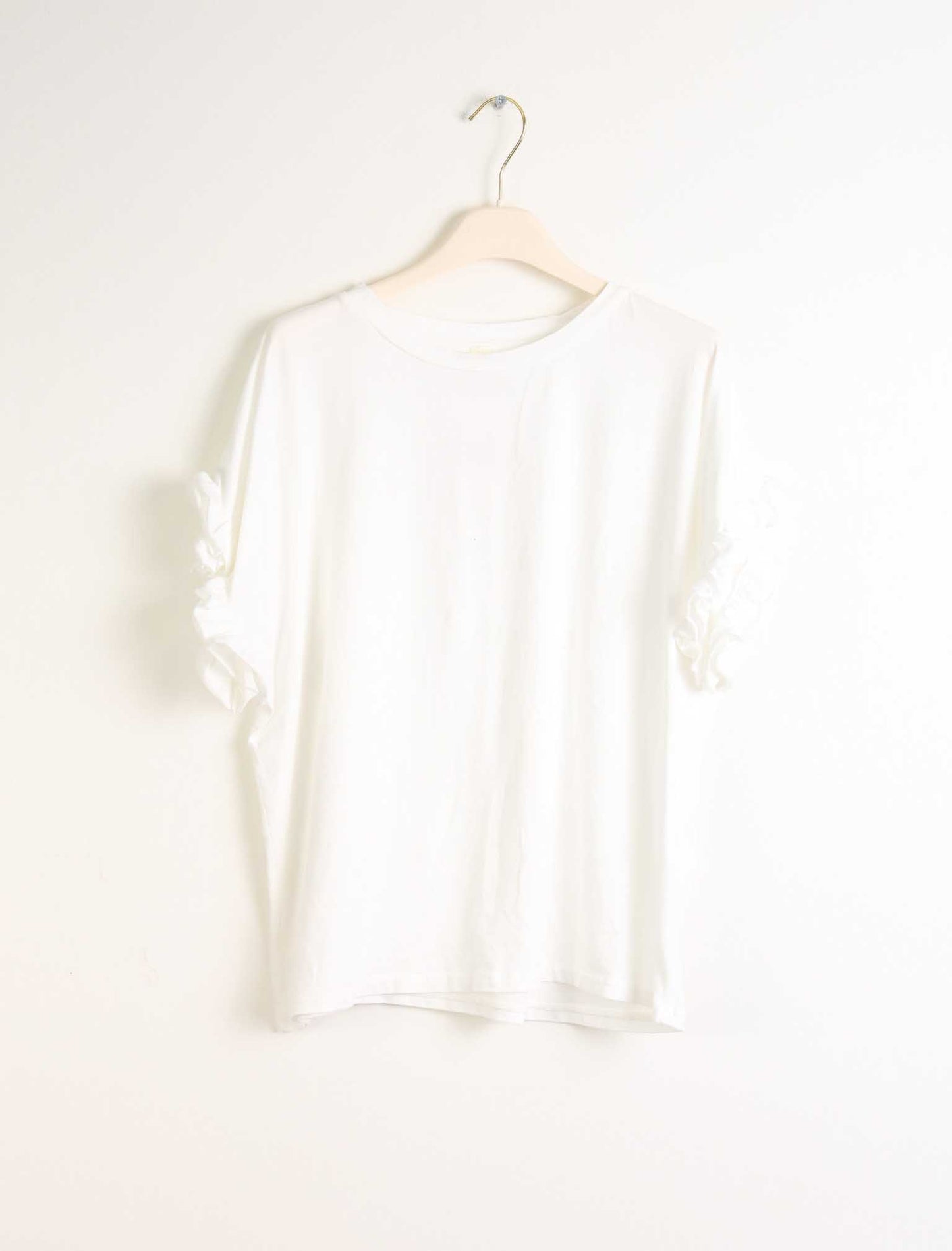 T shirt con balze maniche