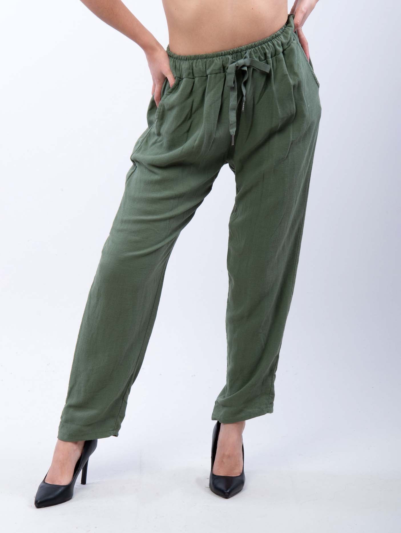 Pantalone in lino e viscosa