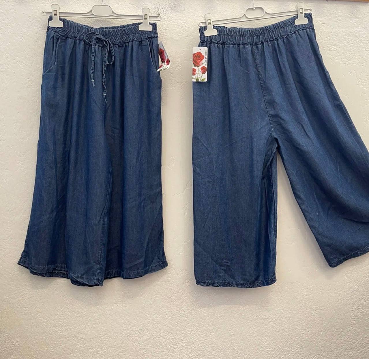Pantalone gaucho in chambray