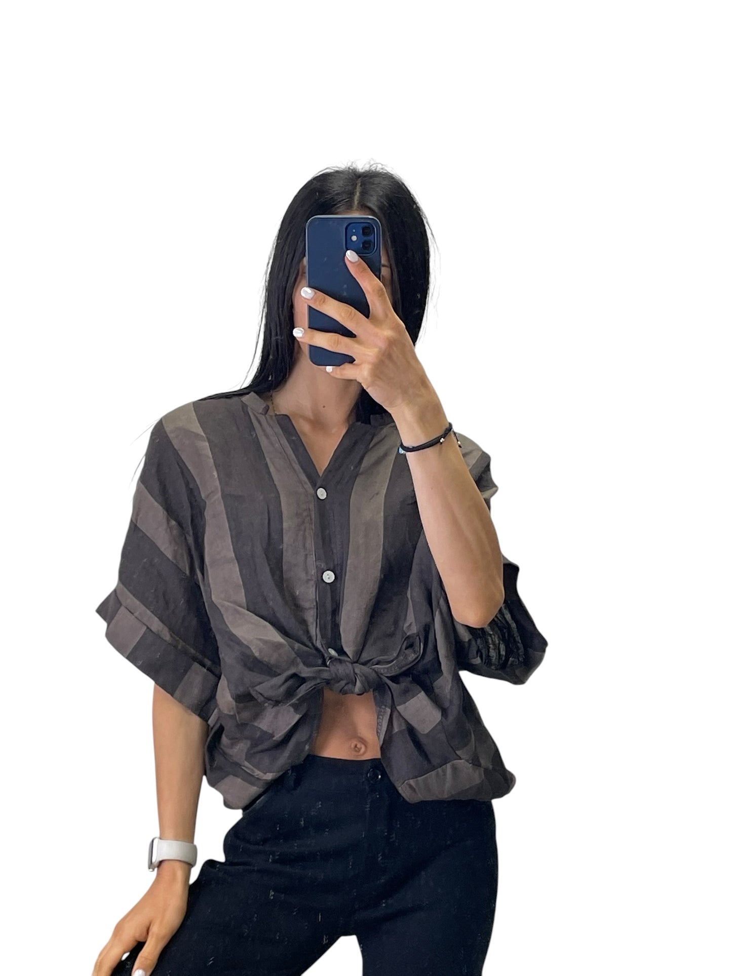 Camicia a righe in lino