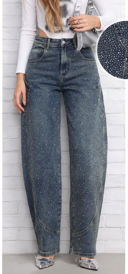 Jeans Barrel con brillantini