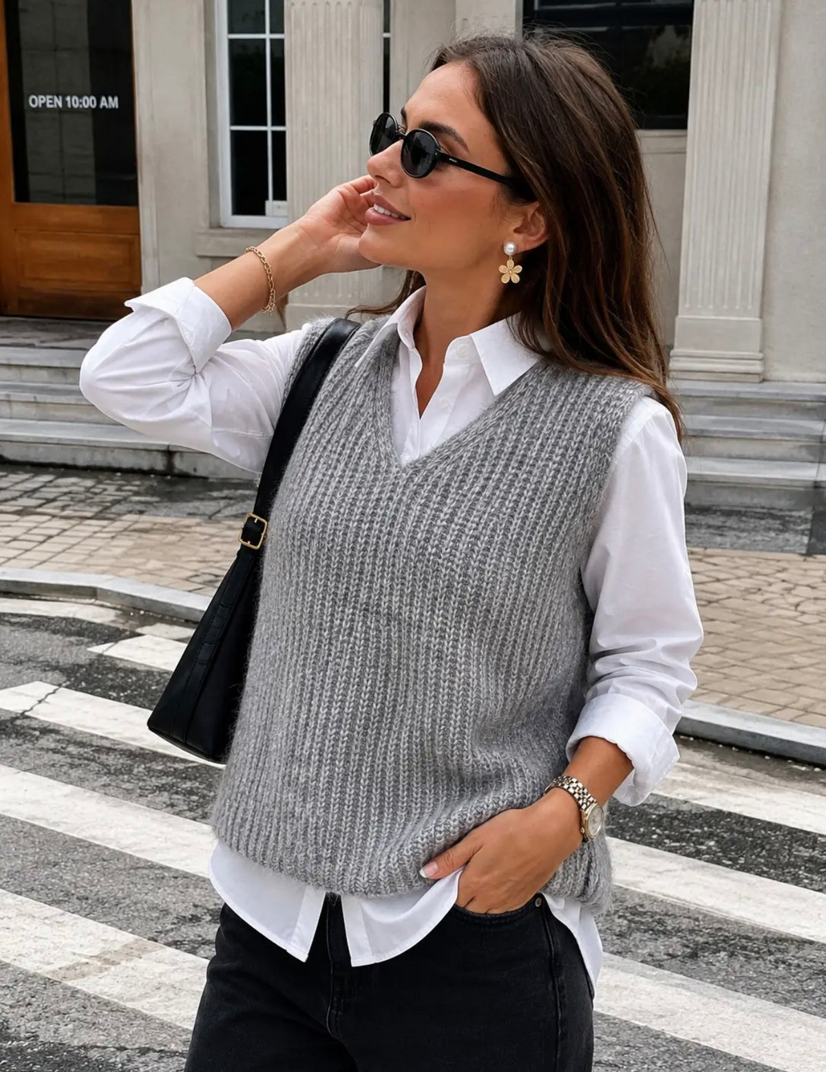 Gilet smanicato in maglia