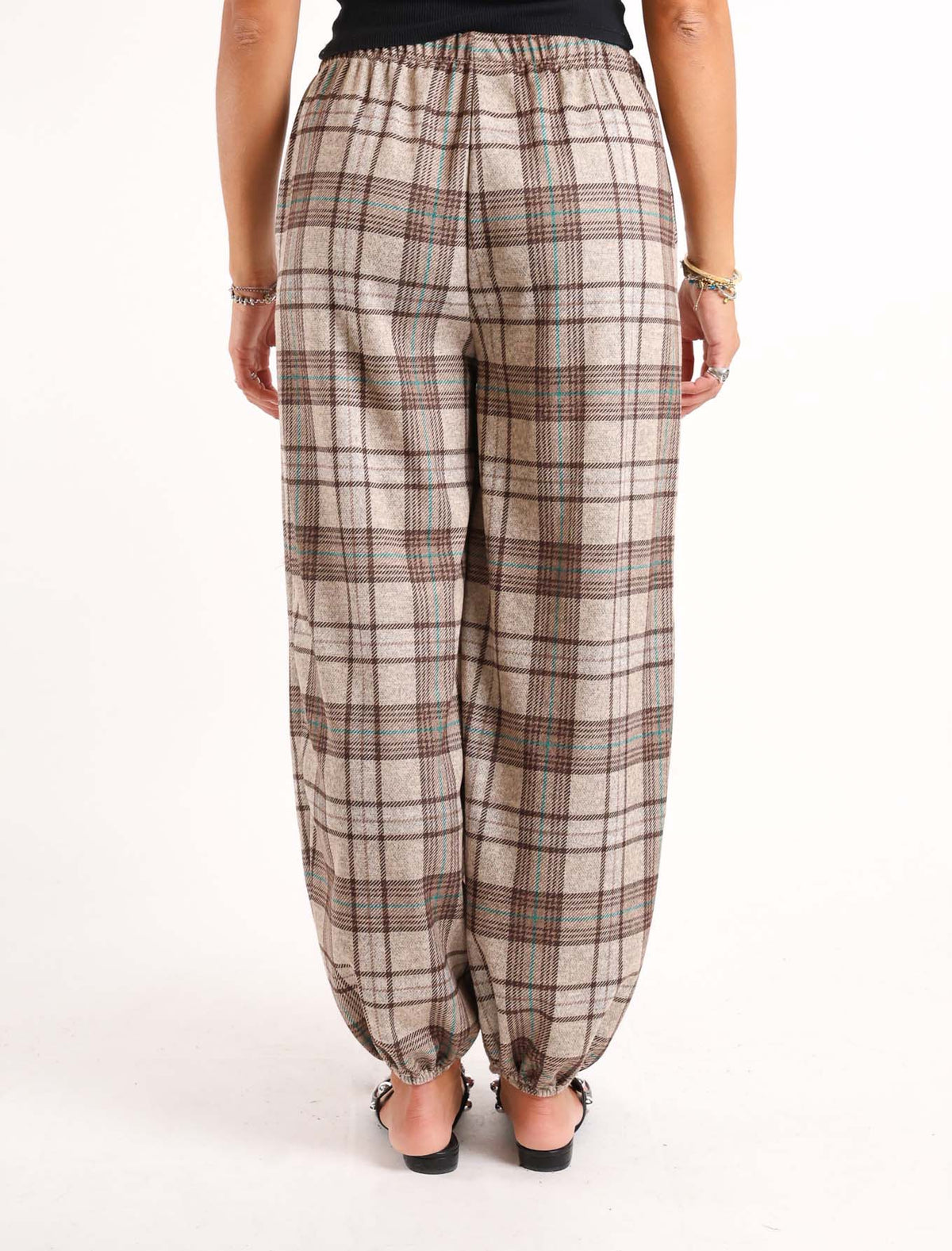 Pantalone check con elastico