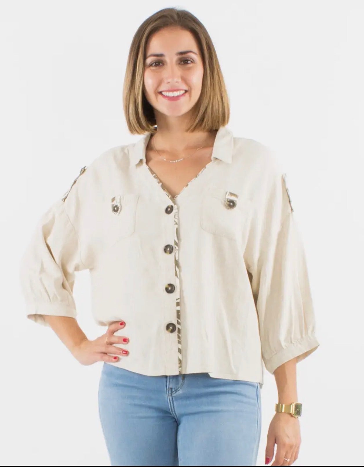 Camicia  in lino e viscosa