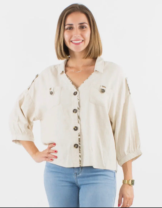 Camicia  in lino e viscosa