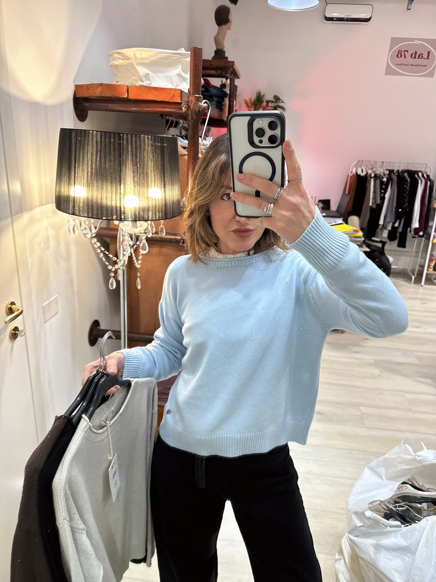 Maglia con micro paillettes