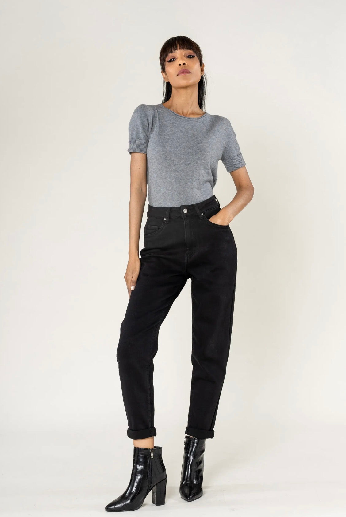 Jeans Mom Fit nero