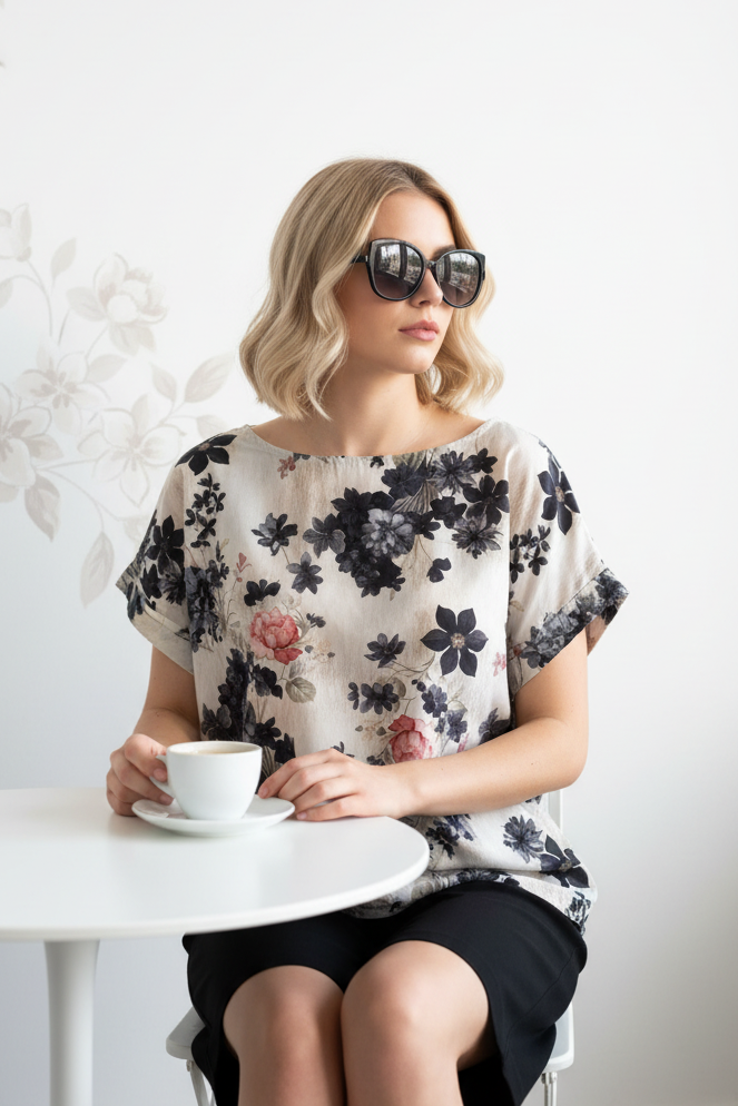 Blusa in cotone floreale