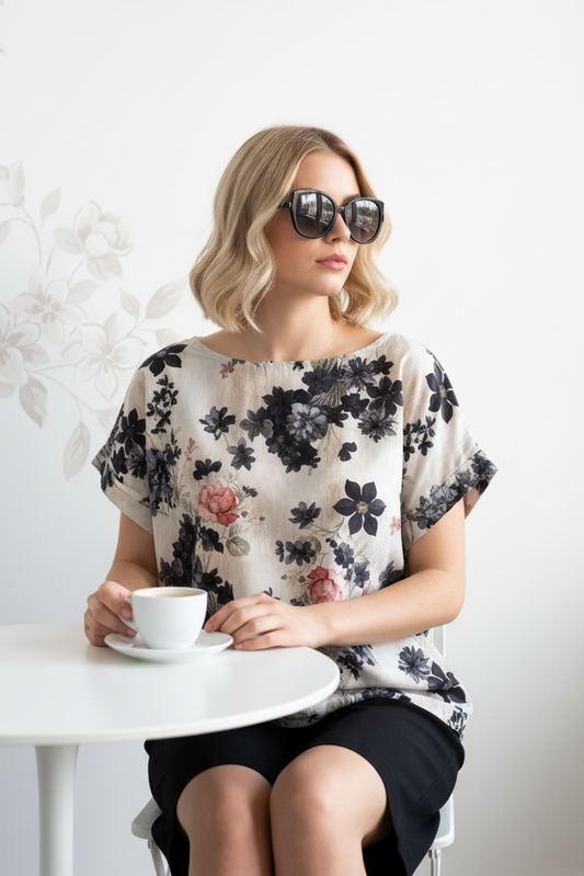 Blusa in cotone floreale