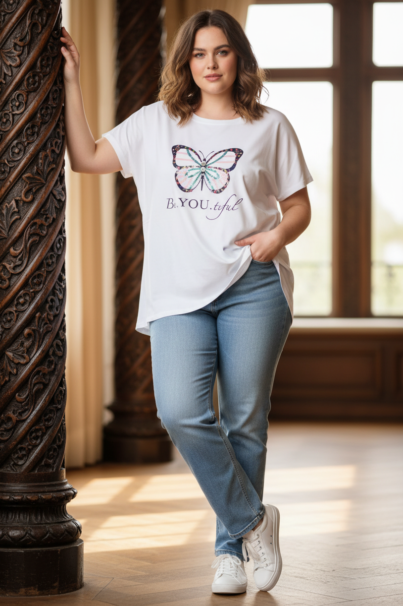 T shirt over farfalla