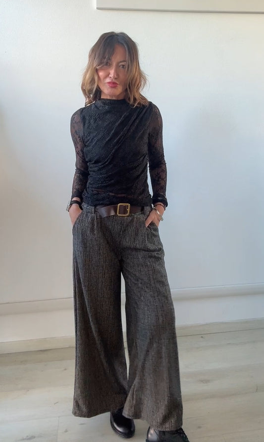 Pantalone palazzo in flanella
