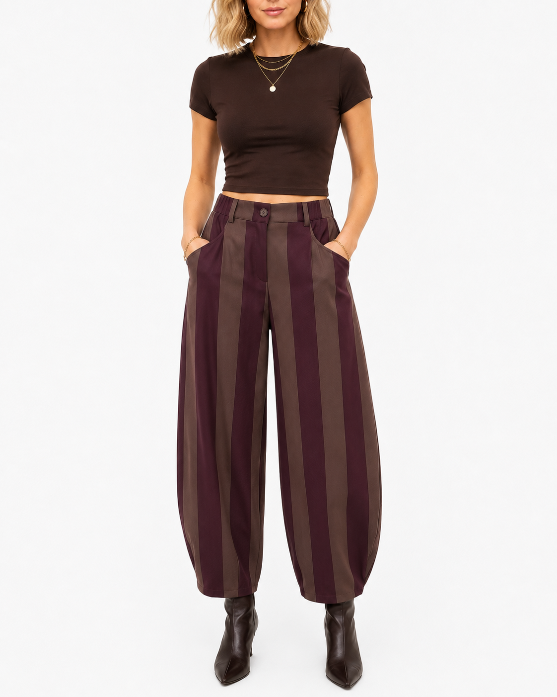 Pantalone balloon a righe