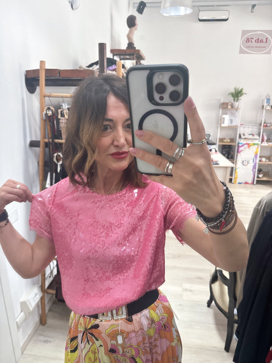 T shirt con paillettes