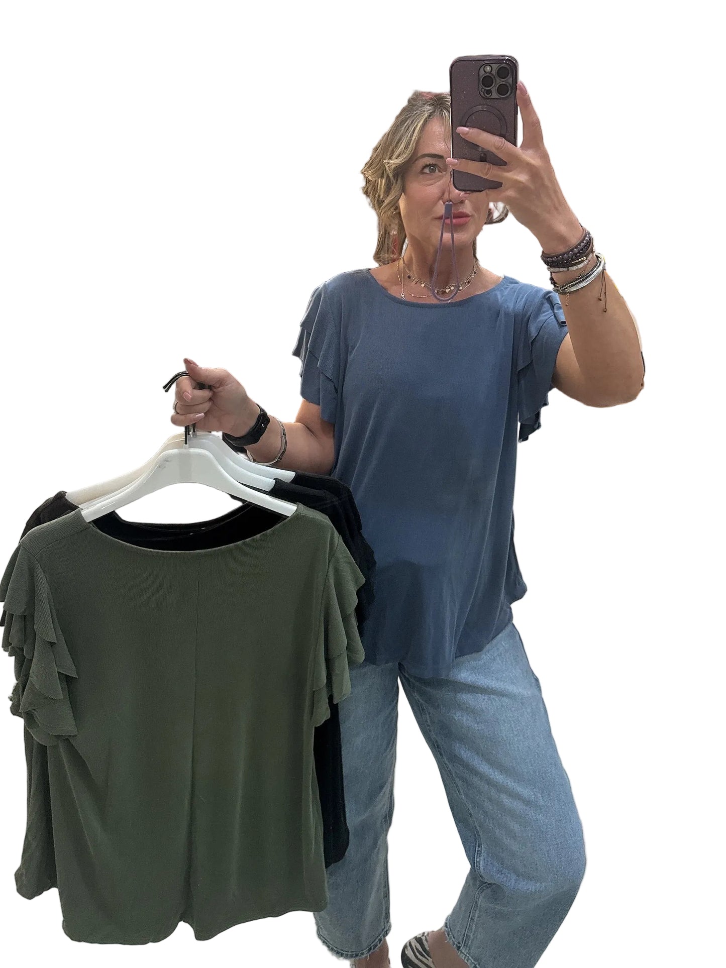 T shirt con rouches