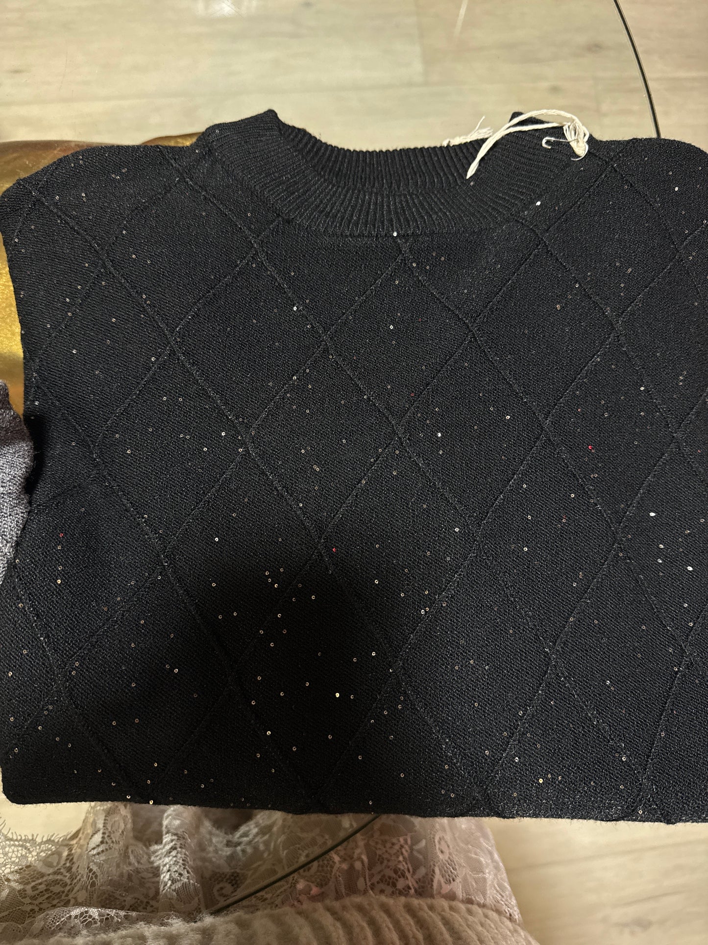 Maglia rombi e micro paillettes