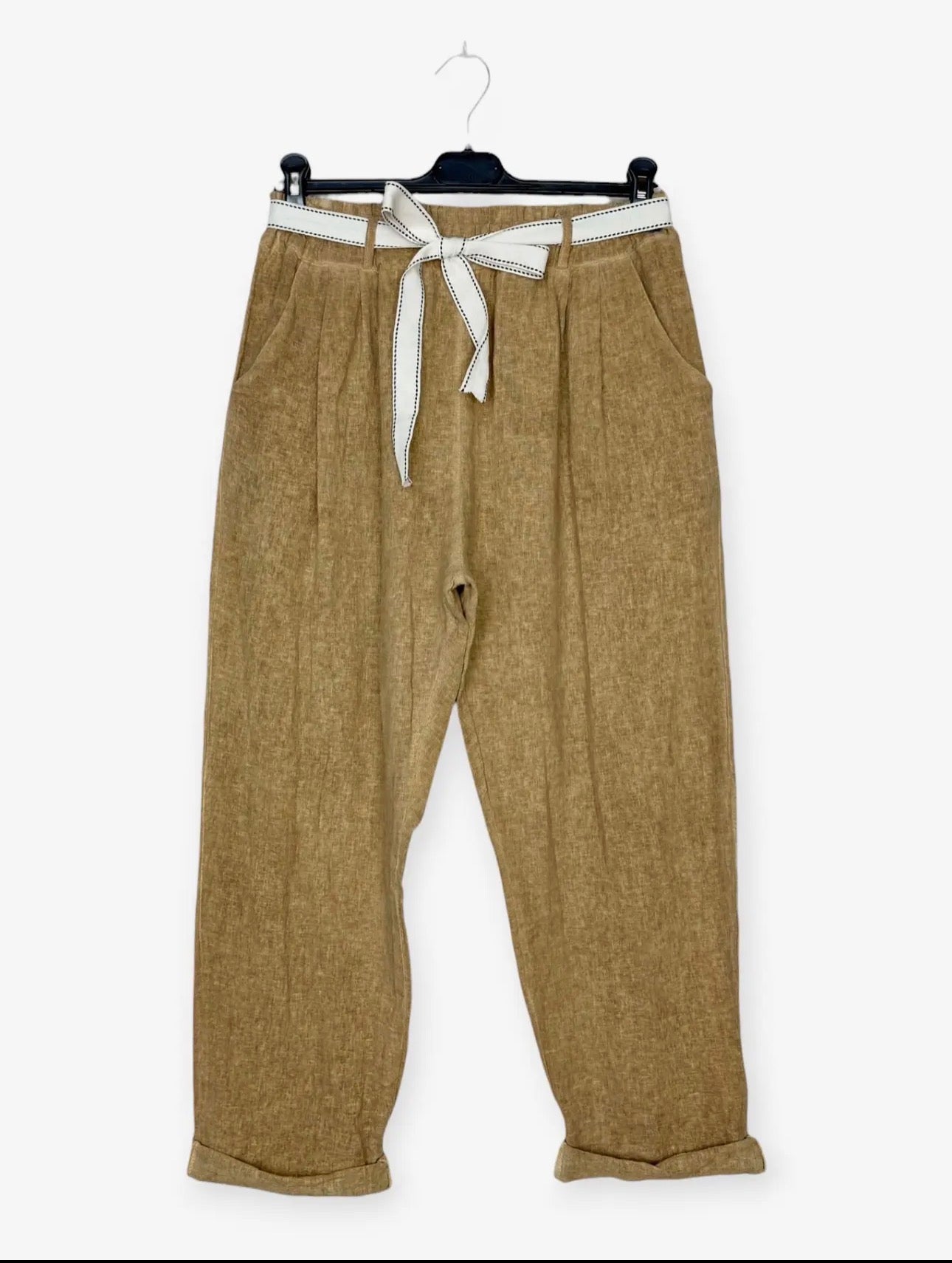 Pantalone a carota in misto lino