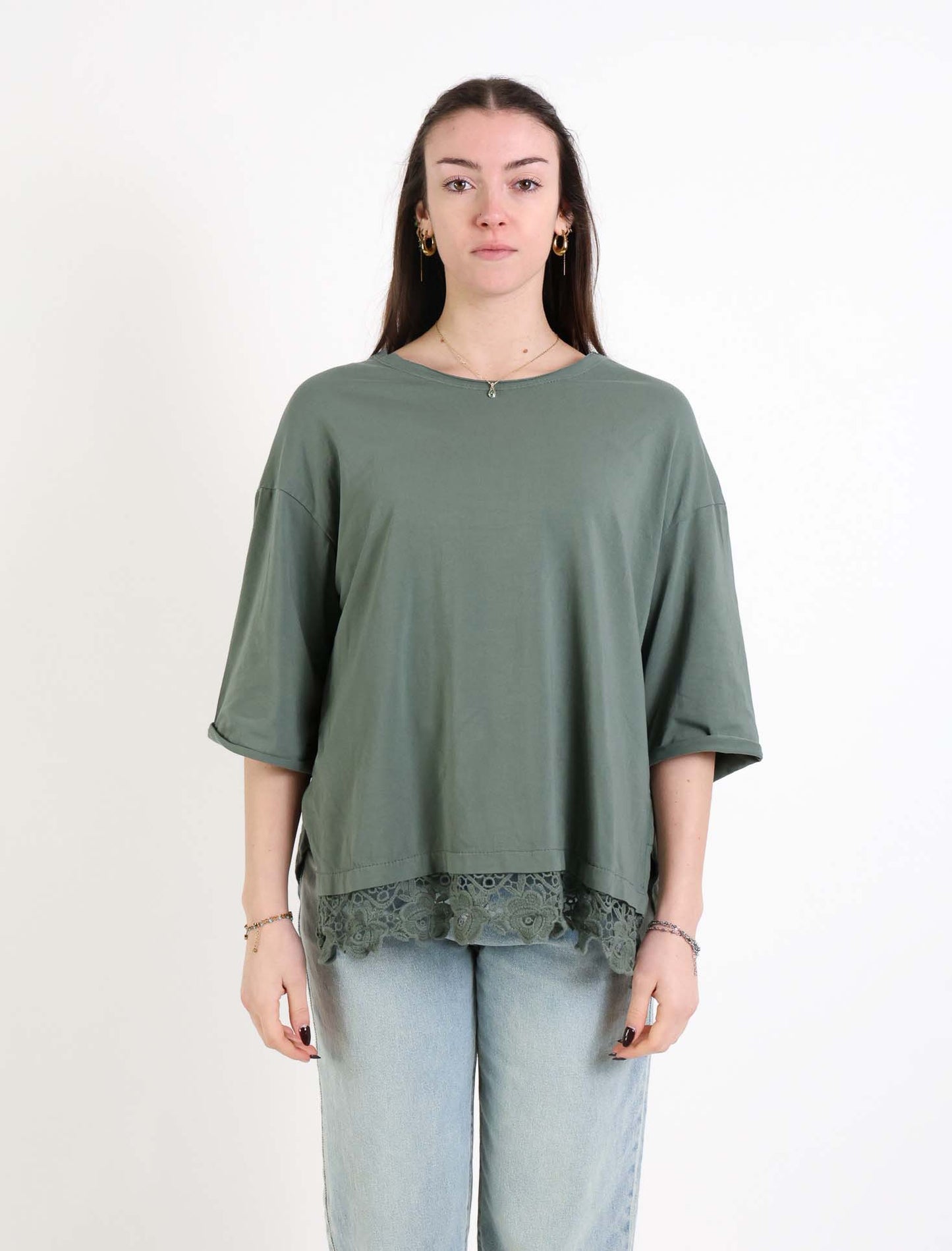 T shirt con macramè