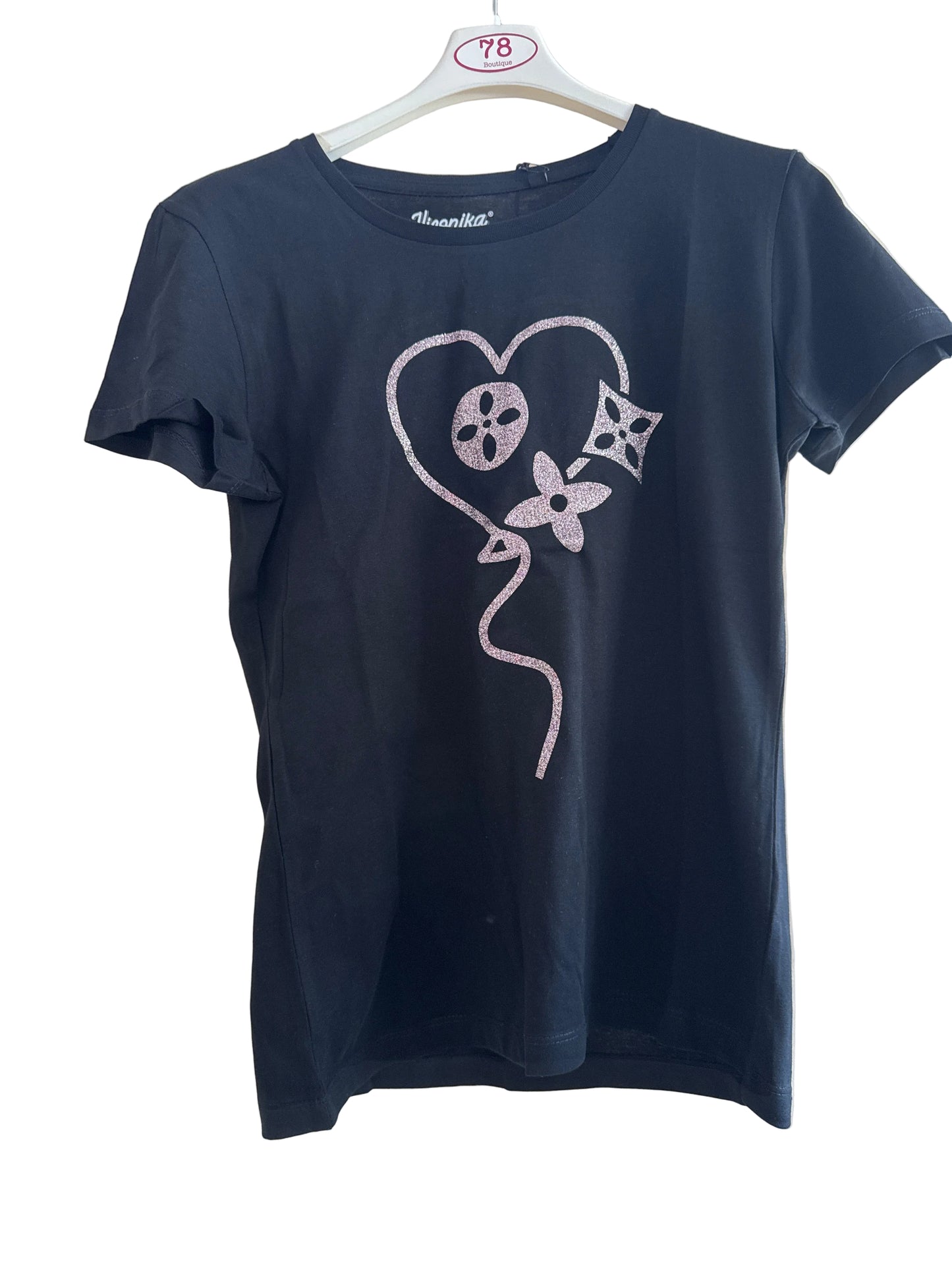 T shirt cuore glitter