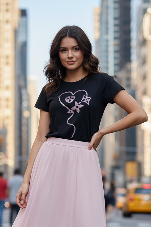 T shirt cuore glitter