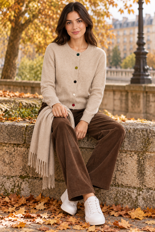 Cardigan con bottoni colorati