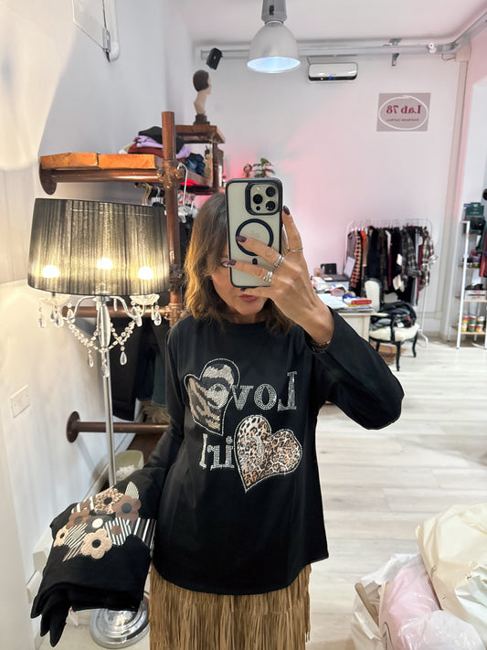 T shirt con strass