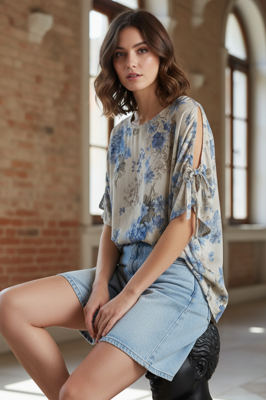Blusa in viscosa con oblò