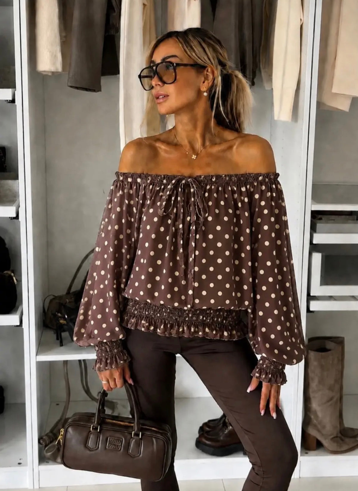 Blusa a pois con elastico