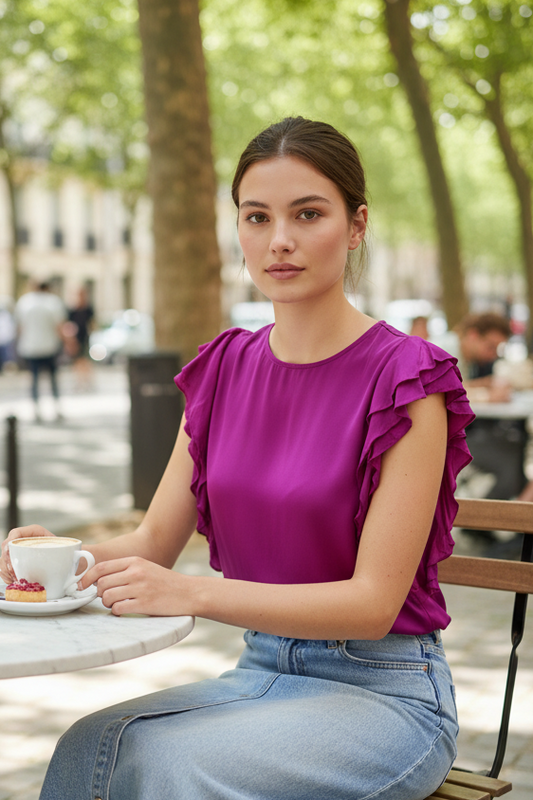 Blusa in raso di viscosa