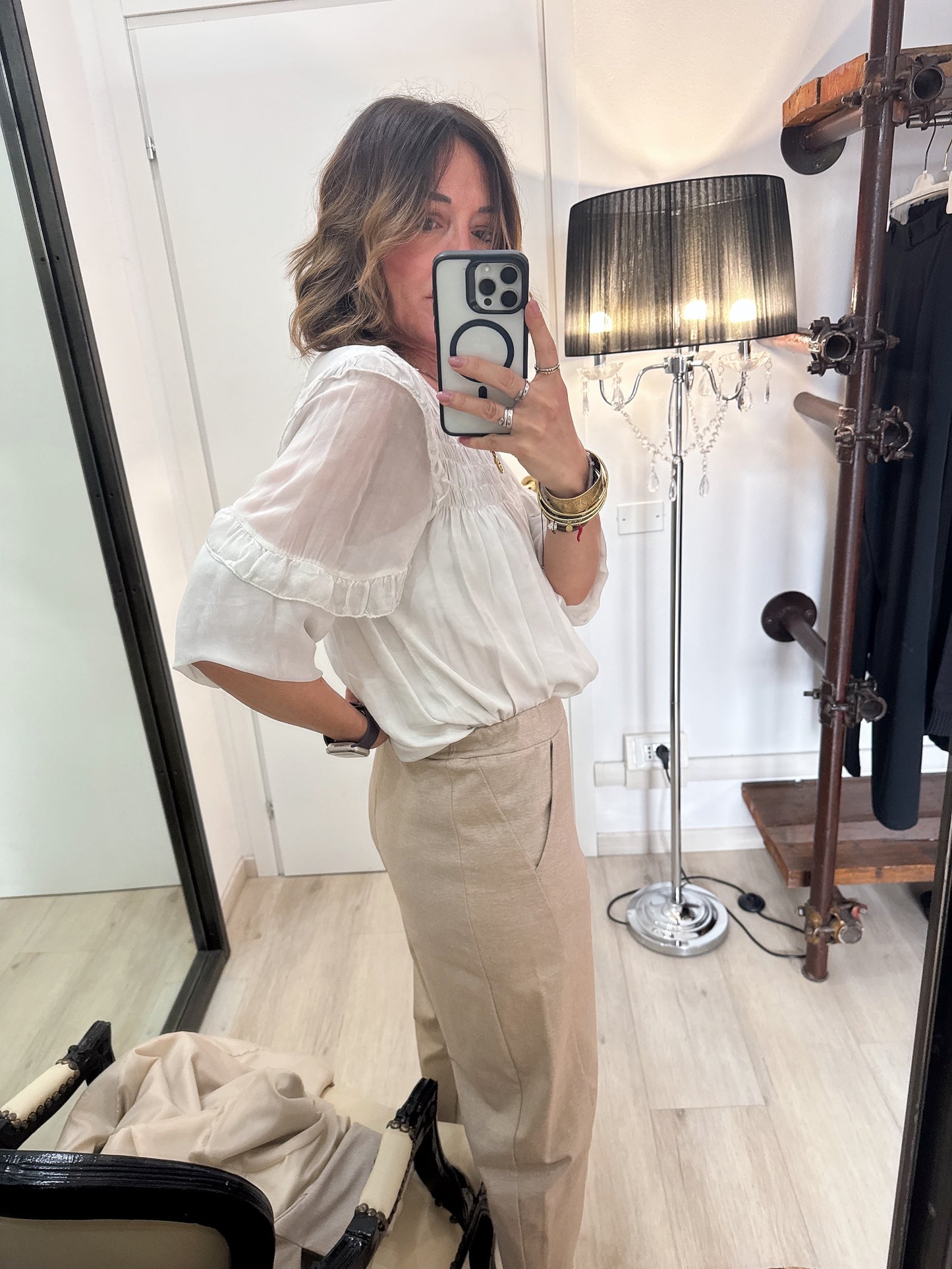Pantalone barrel mélange