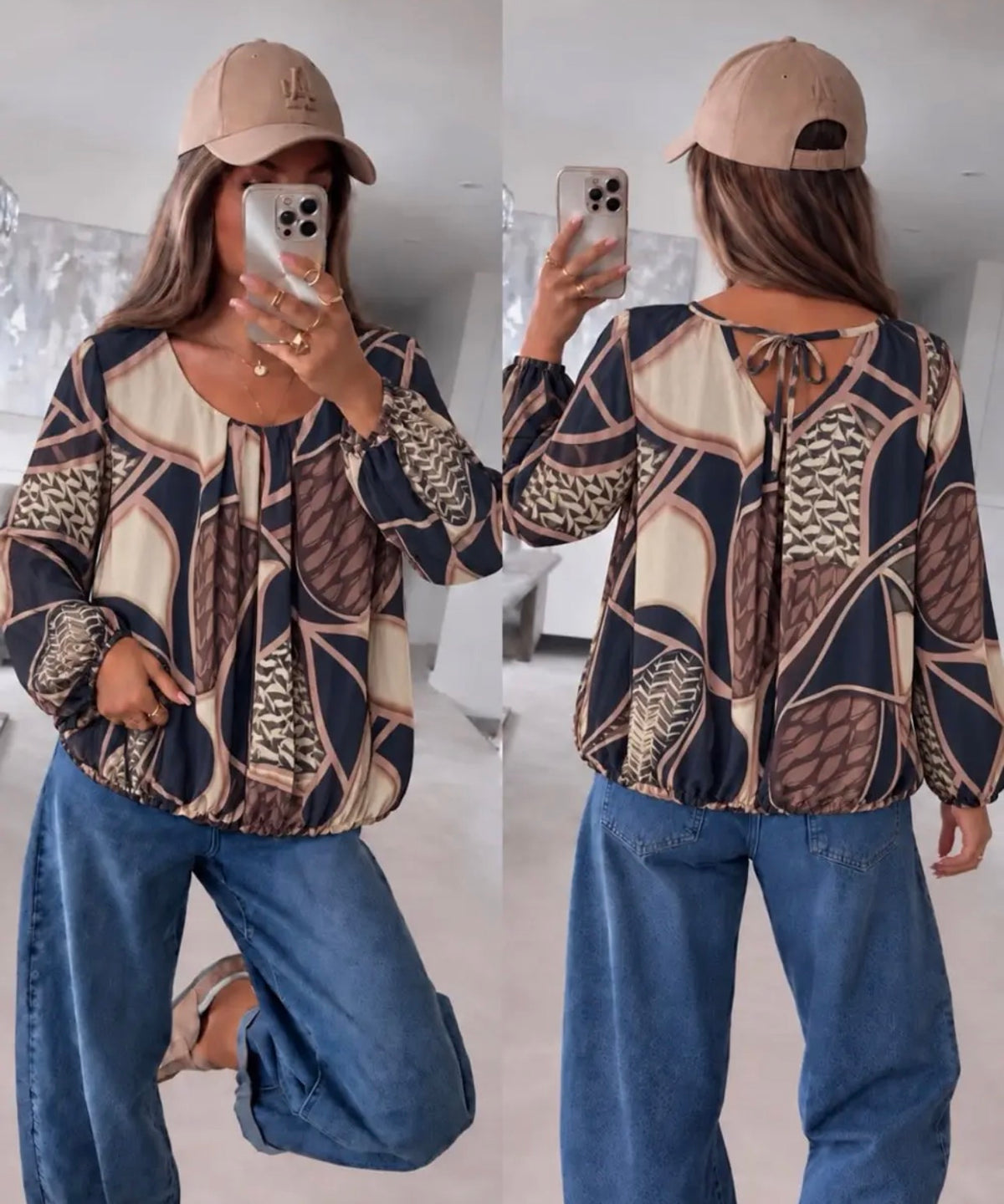 Blusa con fiocco posteriore